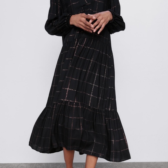 Zara Black Plaid Dress NWT - Picture 10 of 12